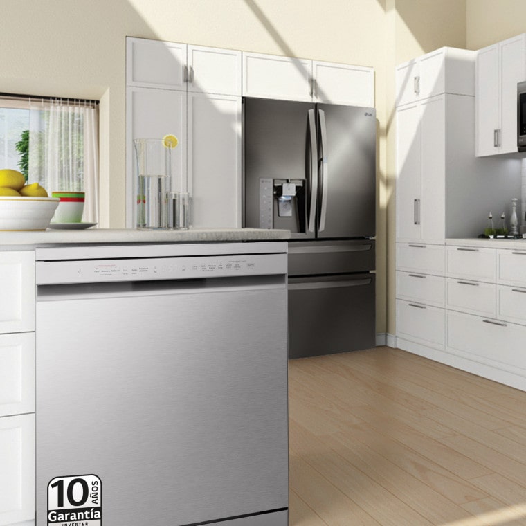 LG Lavavajillas LG QuadWash™, Inox Antihuellas, Tercera bandeja cubiertos, clasificación D, DF243FV.APYQEES